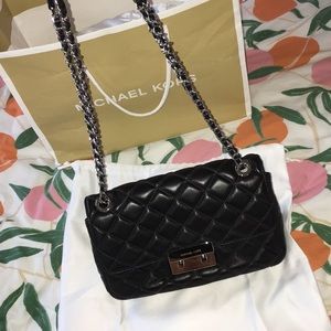 Michael Kors black and sliver quilted bag